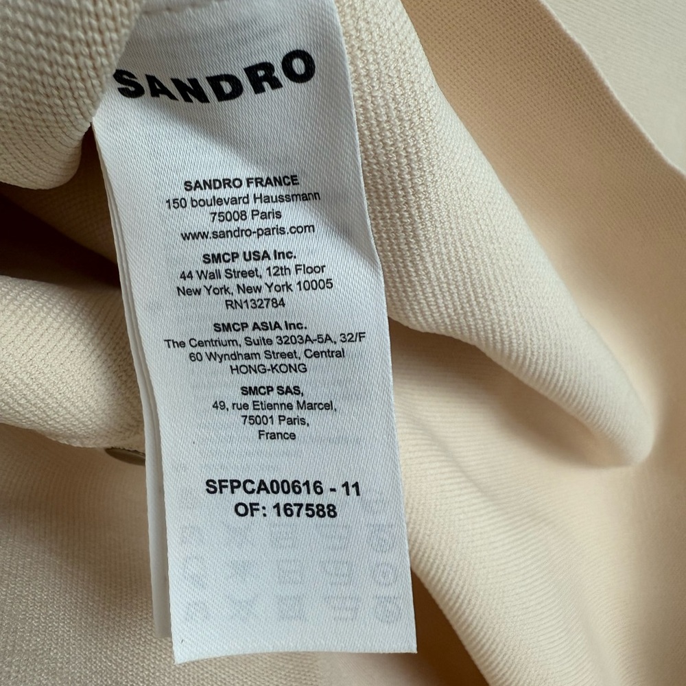 Sandro Cream Cropped Cardigan with Ribbed Sleeves - Picture 8 of 9
